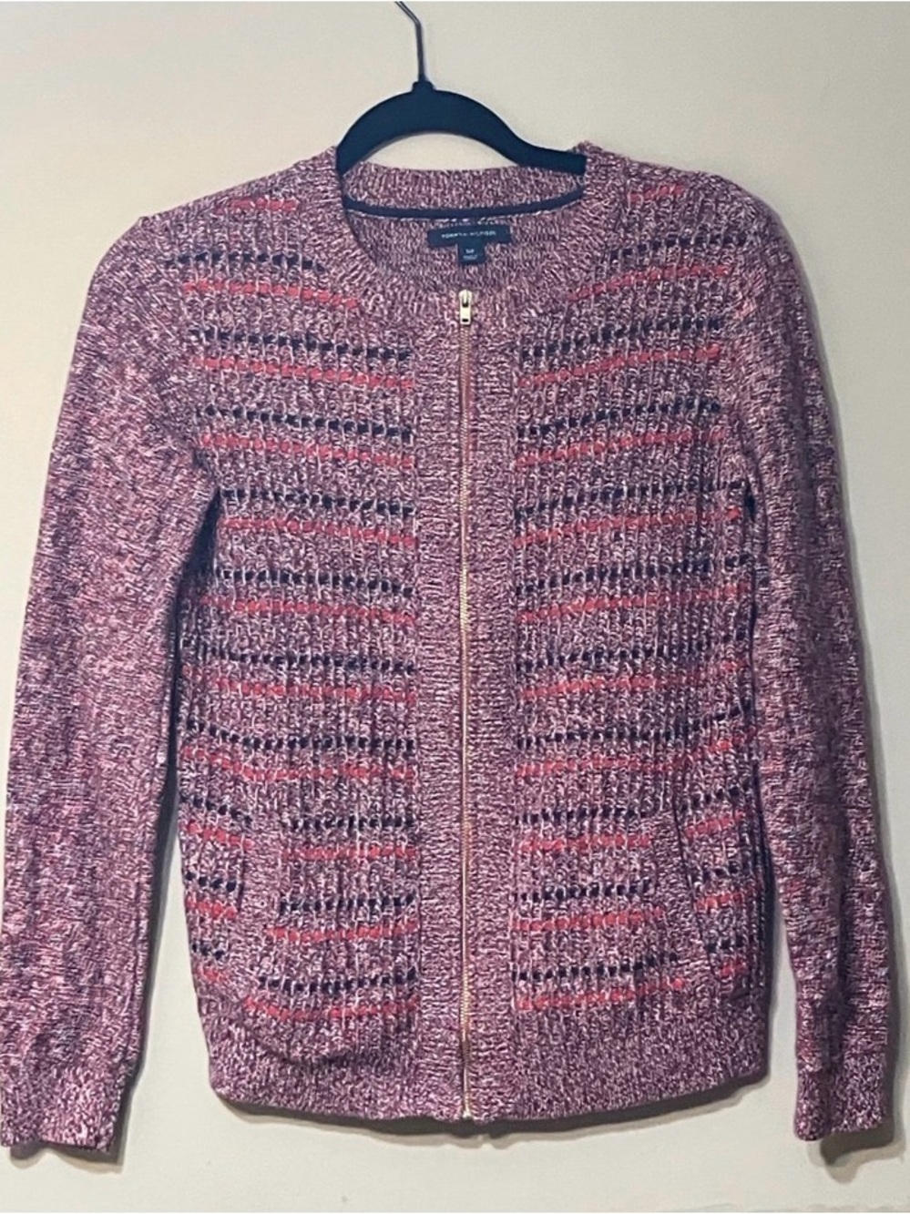 Tommy Hilfiger Pink Blend Zip-Front Knit Cardigan